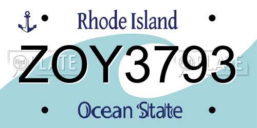 ZOY3793 Rhode Island License Plate