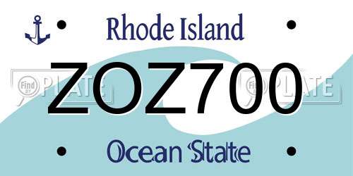 ZOZ700 Rhode Island License Plate
