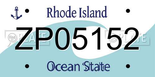 ZP05152 Rhode Island License Plate