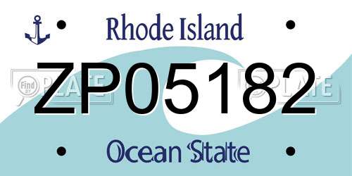 ZP05182 Rhode Island License Plate