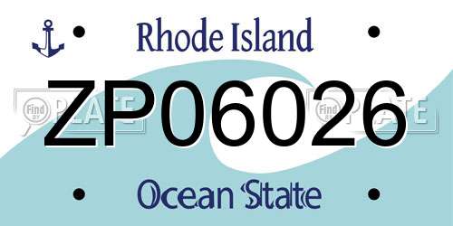 ZP06026 Rhode Island License Plate