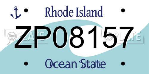 ZP08157 Rhode Island License Plate