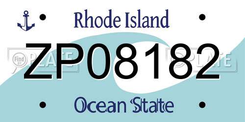 ZP08182 Rhode Island License Plate