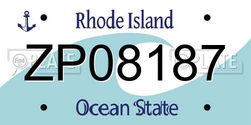ZP08187 Rhode Island License Plate