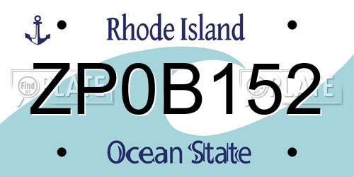 ZP0B152 Rhode Island License Plate