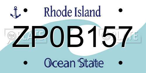 ZP0B157 Rhode Island License Plate