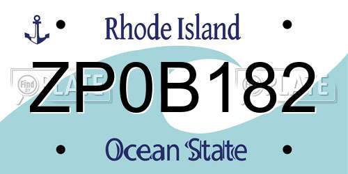 ZP0B182 Rhode Island License Plate