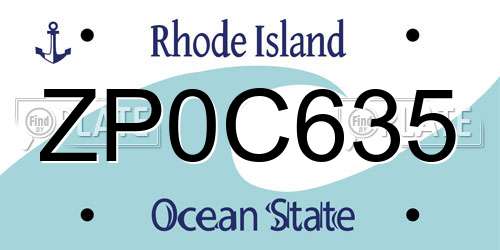 ZP0C635 Rhode Island License Plate