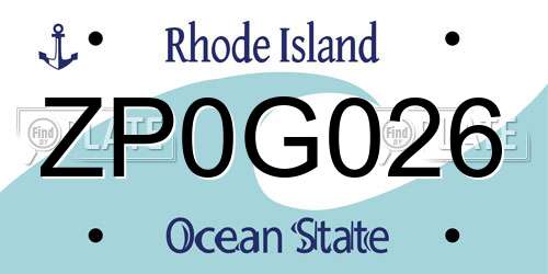 ZP0G026 Rhode Island License Plate