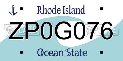 ZP0G076 Rhode Island License Plate