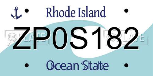 ZP0S182 Rhode Island License Plate