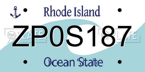 ZP0S187 Rhode Island License Plate