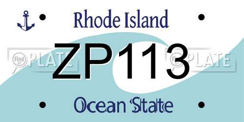 ZP113 Rhode Island License Plate
