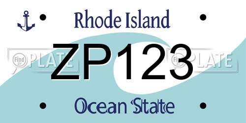 ZP123 Rhode Island License Plate