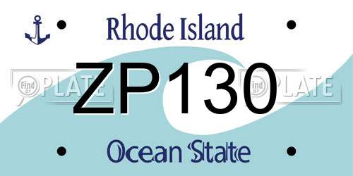 ZP130 Rhode Island License Plate