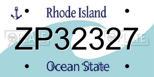 ZP32327 Rhode Island License Plate