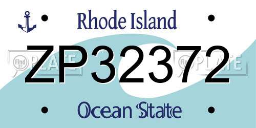 ZP32372 Rhode Island License Plate