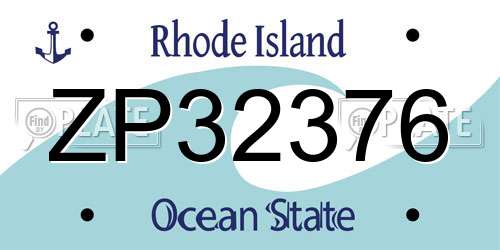ZP32376 Rhode Island License Plate
