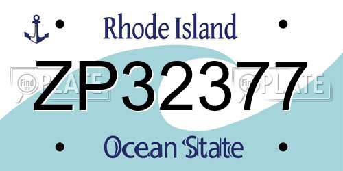 ZP32377 Rhode Island License Plate