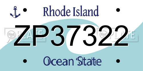 ZP37322 Rhode Island License Plate