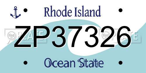 ZP37326 Rhode Island License Plate