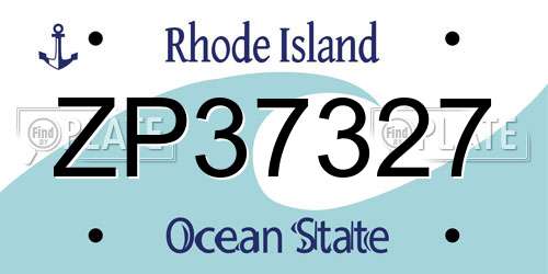 ZP37327 Rhode Island License Plate