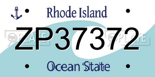 ZP37372 Rhode Island License Plate