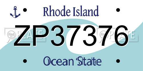 ZP37376 Rhode Island License Plate