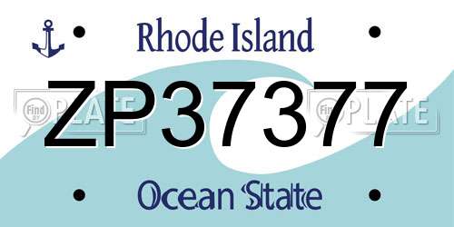 ZP37377 Rhode Island License Plate