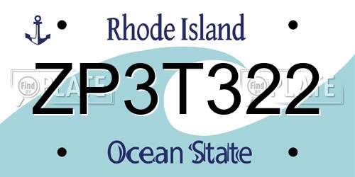 ZP3T322 Rhode Island License Plate