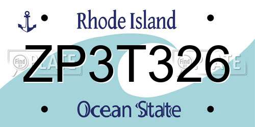 ZP3T326 Rhode Island License Plate