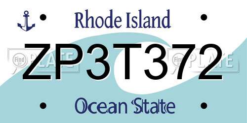 ZP3T372 Rhode Island License Plate