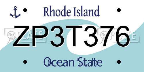 ZP3T376 Rhode Island License Plate