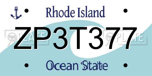 ZP3T377 Rhode Island License Plate