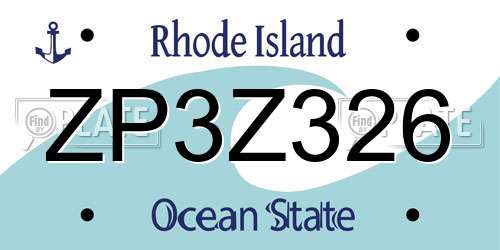 ZP3Z326 Rhode Island License Plate