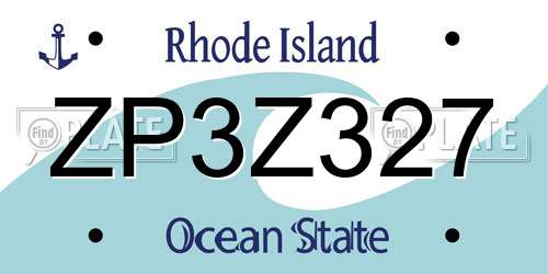 ZP3Z327 Rhode Island License Plate