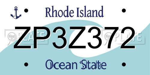 ZP3Z372 Rhode Island License Plate