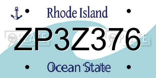 ZP3Z376 Rhode Island License Plate