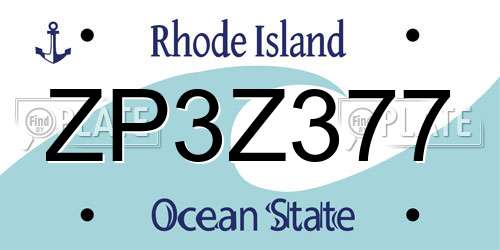 ZP3Z377 Rhode Island License Plate