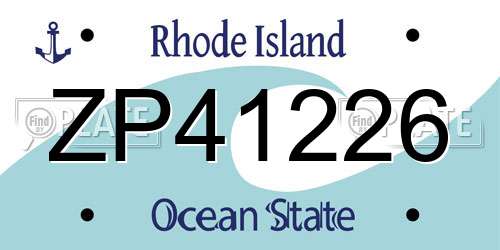 ZP41226 Rhode Island License Plate