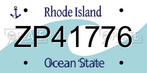 ZP41776 Rhode Island License Plate