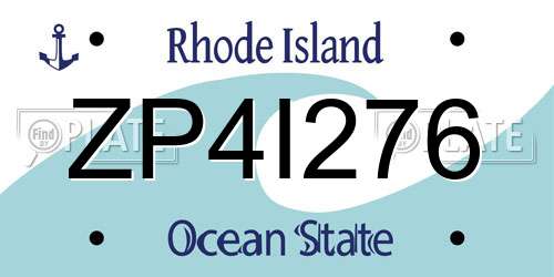 ZP4I276 Rhode Island License Plate