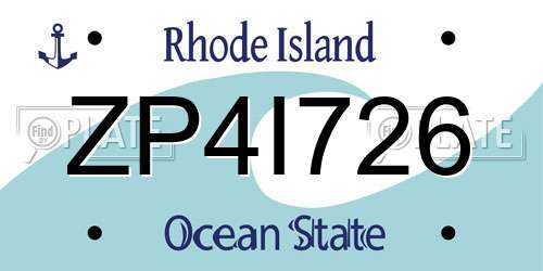 ZP4I726 Rhode Island License Plate