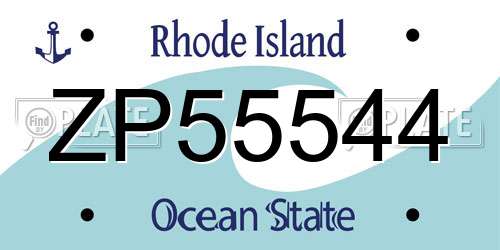ZP55544 Rhode Island License Plate