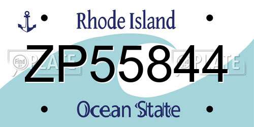 ZP55844 Rhode Island License Plate