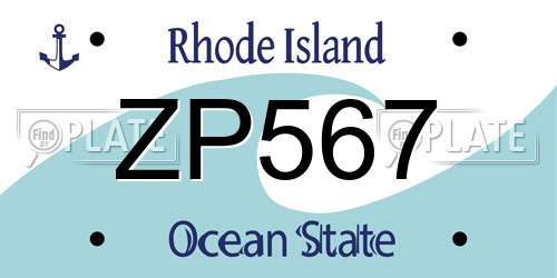 ZP567 Rhode Island License Plate