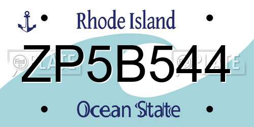 ZP5B544 Rhode Island License Plate