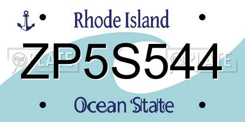 ZP5S544 Rhode Island License Plate