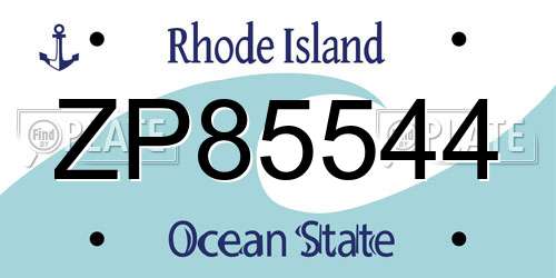 ZP85544 Rhode Island License Plate