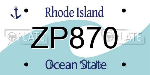 ZP870 Rhode Island License Plate